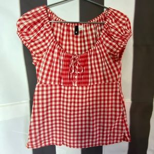 Red gingham top. Size 8.